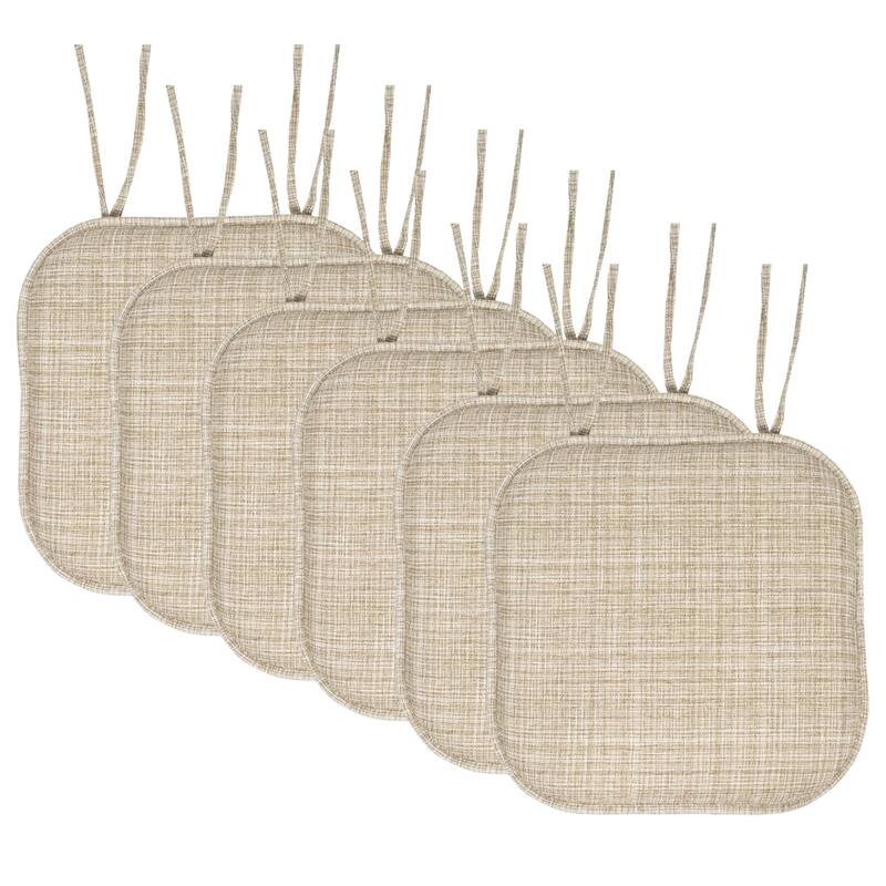Aria Memory Foam Non-Slip Chair Pad with Ties - Beige - Set of 6