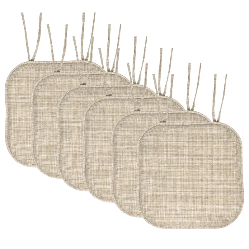 Aria Memory Foam Non-Slip Chair Pad with Ties - Set of 6 - Beige