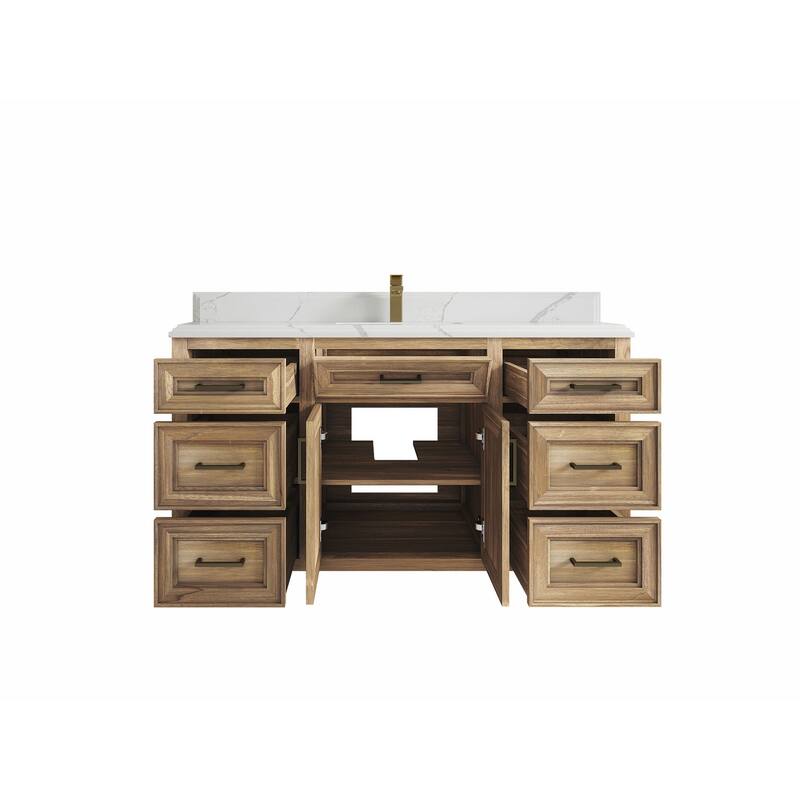 Willow Collections 60 in. W x 22 in. D Santa Monica Teak Single Sink Bathroom Vanity with Countertop