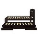 preview thumbnail 8 of 11, Full XL Wood Storage Platform Bedframe with LED Headboard, Twin Size Trundle & Charging Station, No Spring Box Needed-Dark Brown