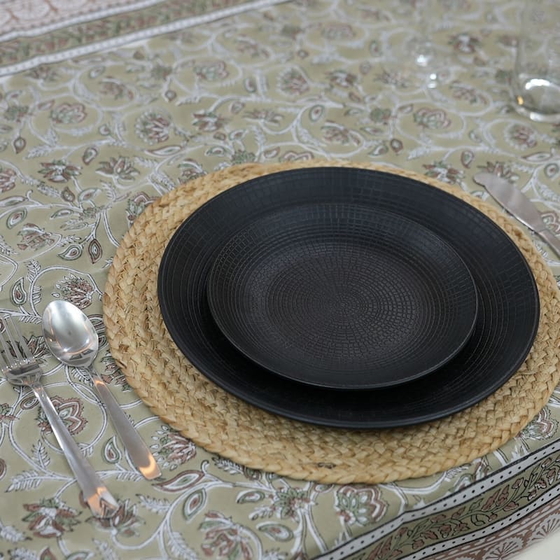 Fabdivine Floral Cotton Table Cover or Cloth Handmade Block Print for Dining & Home Décor Accent
