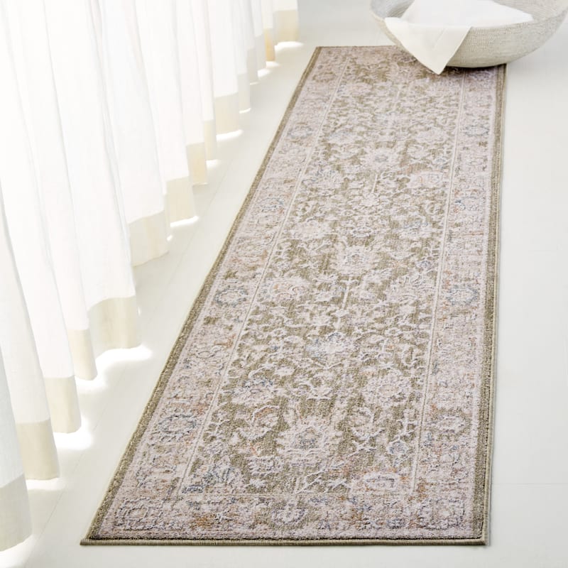 Lauren Ralph Lauren Granita Traditional Floral Rug - Green/Beige - 2' x 8' Runner