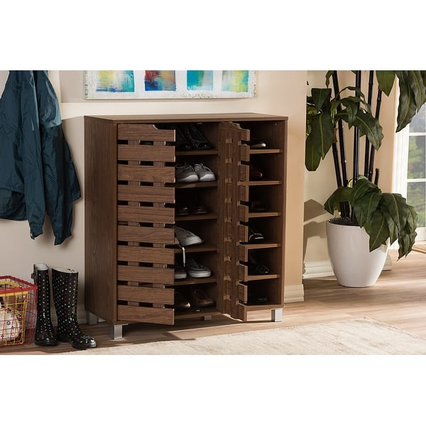 Shop Lucerne Walnut Medium Brown Wood 2 Door Entryway Shoe Cabinet