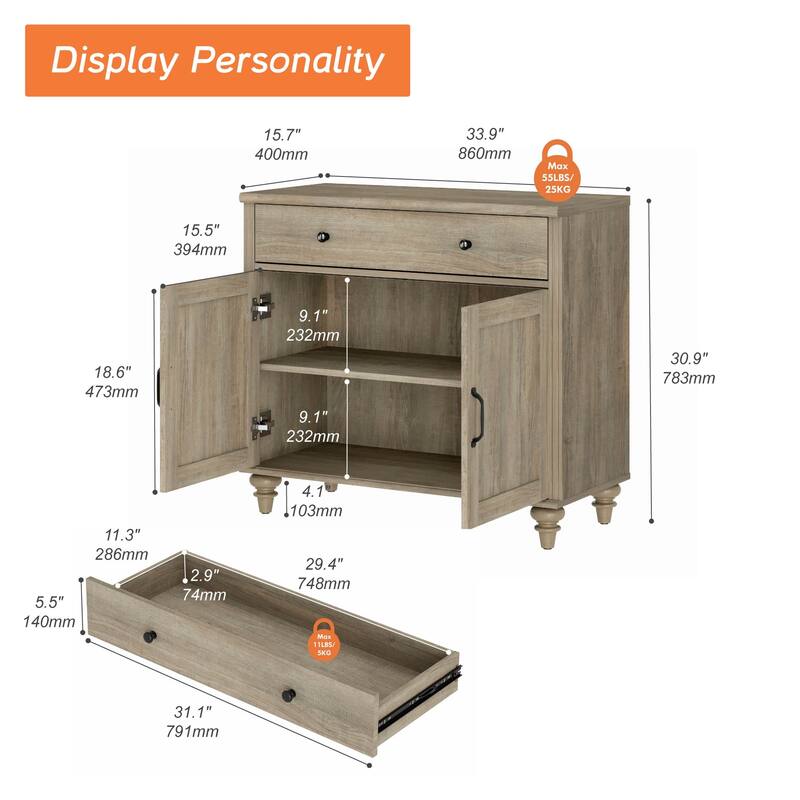 Farmhouse Sideboard, Buffet Cabinet with Storage Cabinets