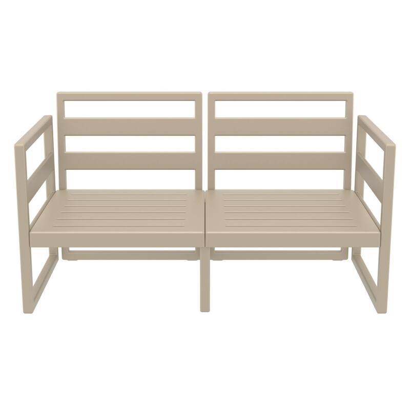 55" Taupe Brown Outdoor Patio Loveseat with Sunbrella Cushion