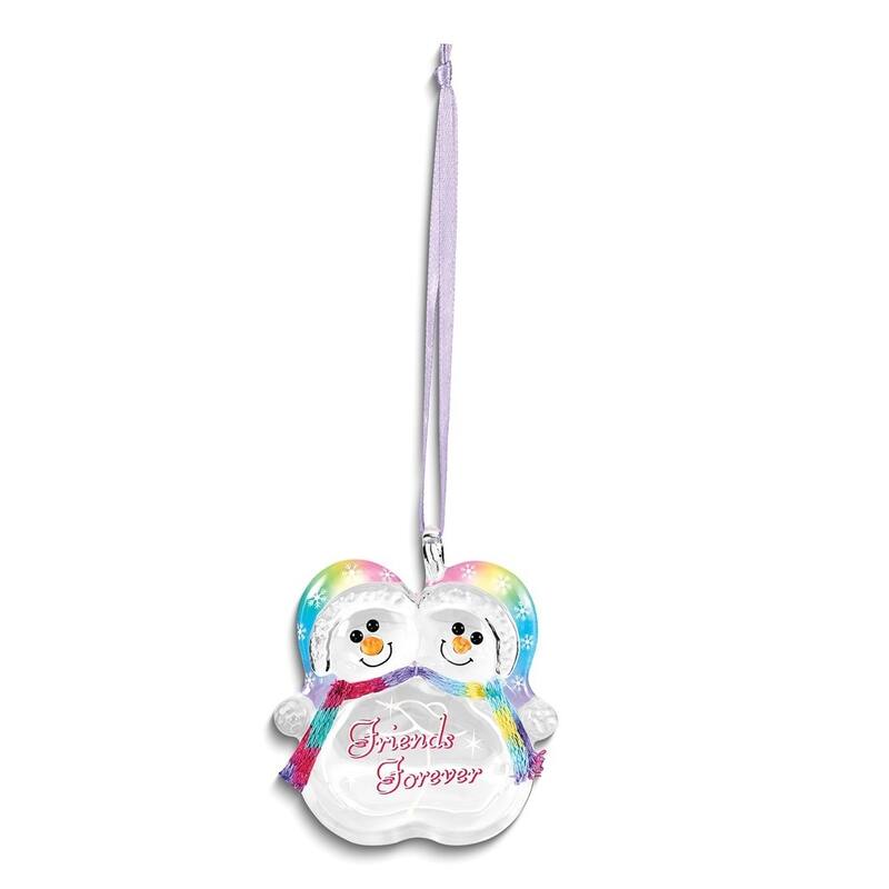 Curata Friends Forever Snowmen Glass Ornament