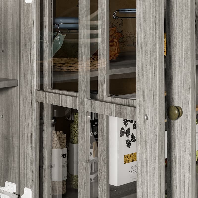 Kitchen Buffet Hutch Freestanding Storage Pantry Cabinet Sideboard - 61.2"Wx75.9"H