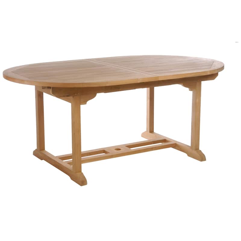 Chic Teak 9 Piece Oval Teak Wood West Palm Table/Chair Set With Cushions