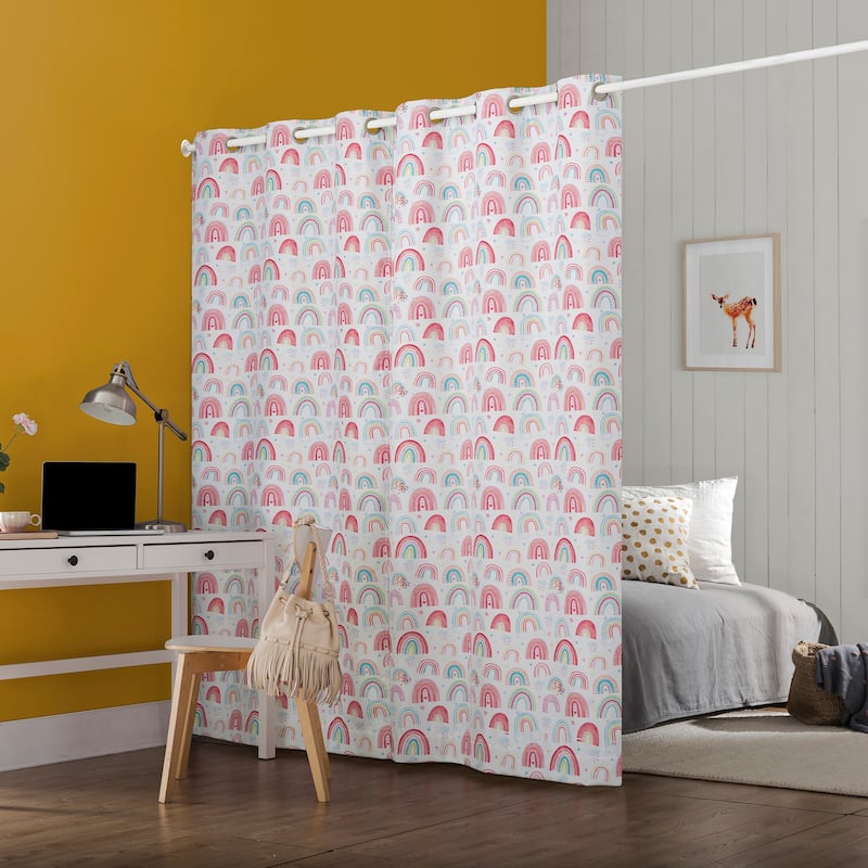 Sun Zero Rainbows Print 100% Blackout Grommet Curtain Panel, Single Panel
