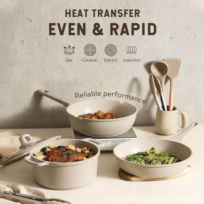 Pots and Pans Set Nonstick, 11Pcs Kitchen Cookware Sets, Stackable