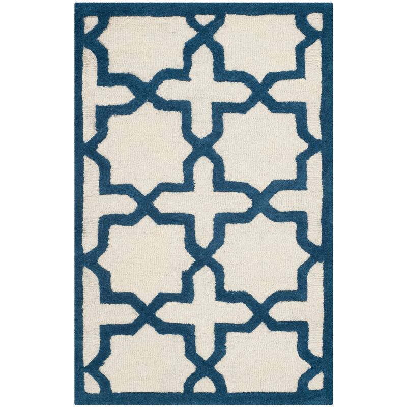 SAFAVIEH Handmade Cambridge Remedios Geometric Wool Rug - 2'6" x 4' - Ivory/Navy