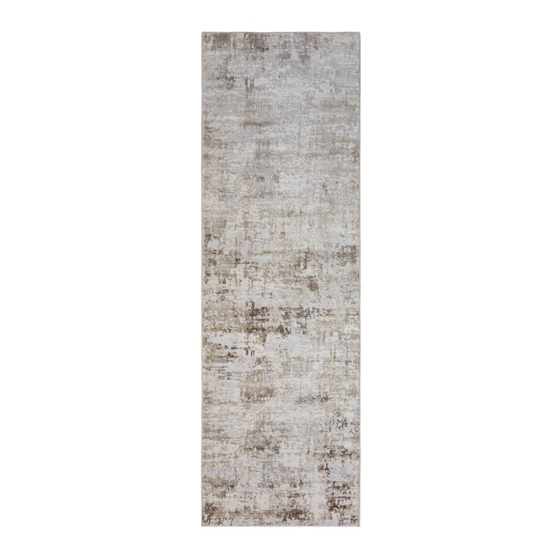 Gertmenian Quattro Alder Beige Polypropylene Modern Abstract Area Rug Runner - 2' 7" x 8'