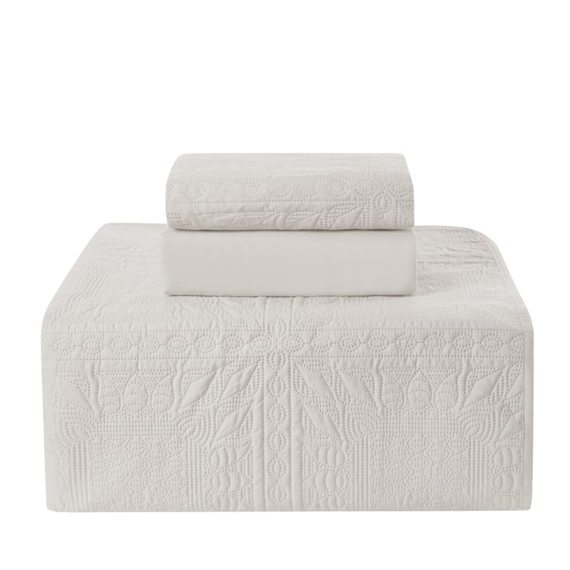 Clara Clark Grid Weave Toddler Bedding Set, 3PC Bedspread Set - All Season Quilted Comforter, Fitted Sheet, and Pillow Sham