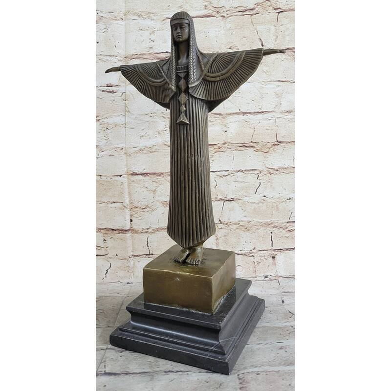 Original Milo Egyptian Princess Bronze Marble Sculpture Statue Art Deco Figurine