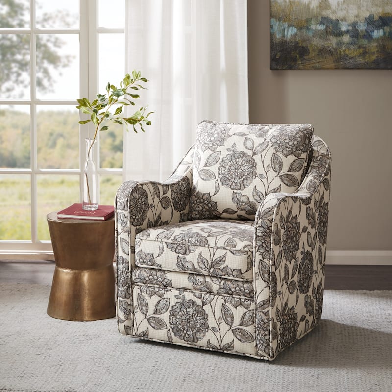 Madison Park Betty Upholstered Swivel Curved Armchair - Multi