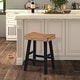 preview thumbnail 15 of 16, Furniture of America Barne Farmhouse Solid Wood Hefty Saddle Seat Dining Bar Stools (Set of 2)