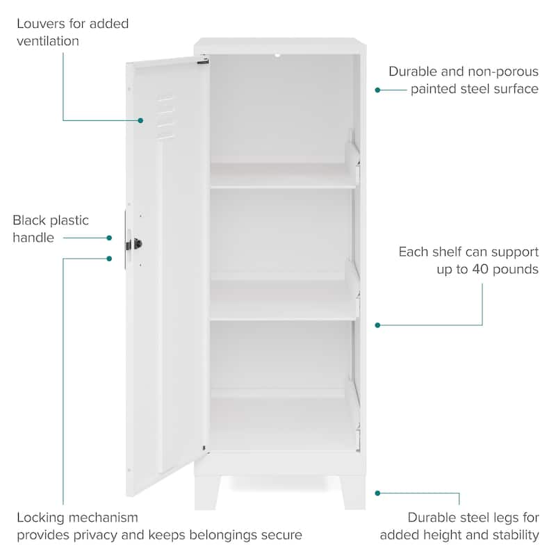 42.5"H 3 Shelf Vented Door Storage Locker Cabinet