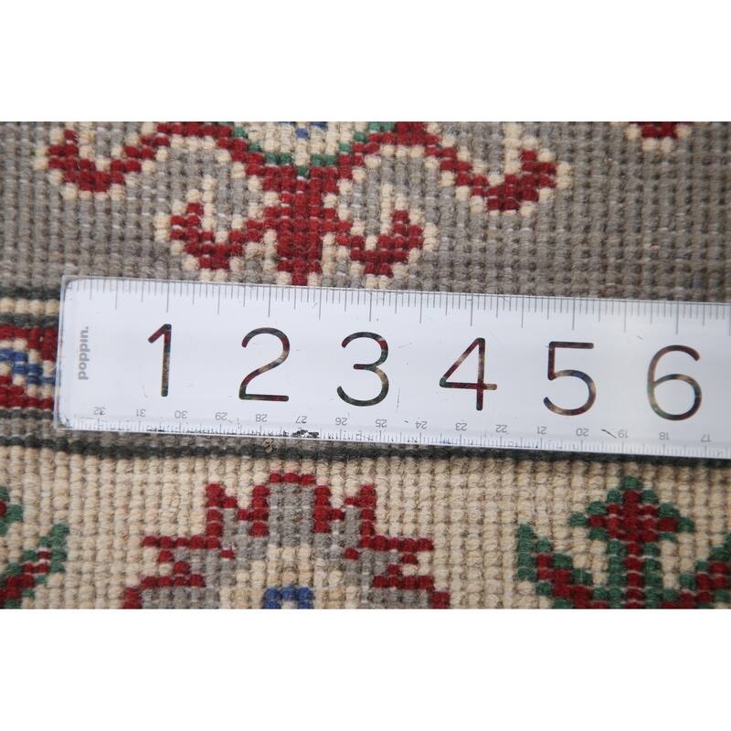 Hand Knotted Oriental 100% Wool Carpet Traditional Geometric Green Kazak Area Rug - 6' 3'' X 2' 9''