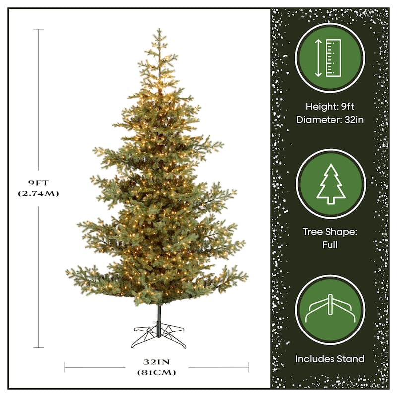 National Tree Company 9 ft. Pre-Lit Decorator Tree, 1100 Clear Lights- UL with PowerConnect - 9 Foot