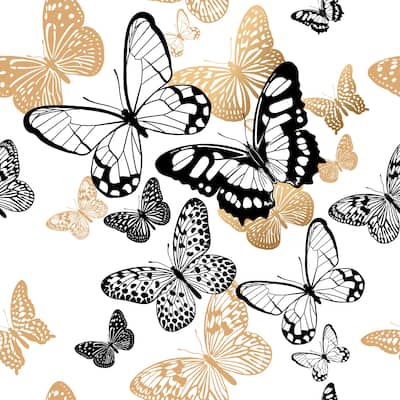 Garden Golden Buterflies Removable Wallpaper - 24'' inch x 10'ft