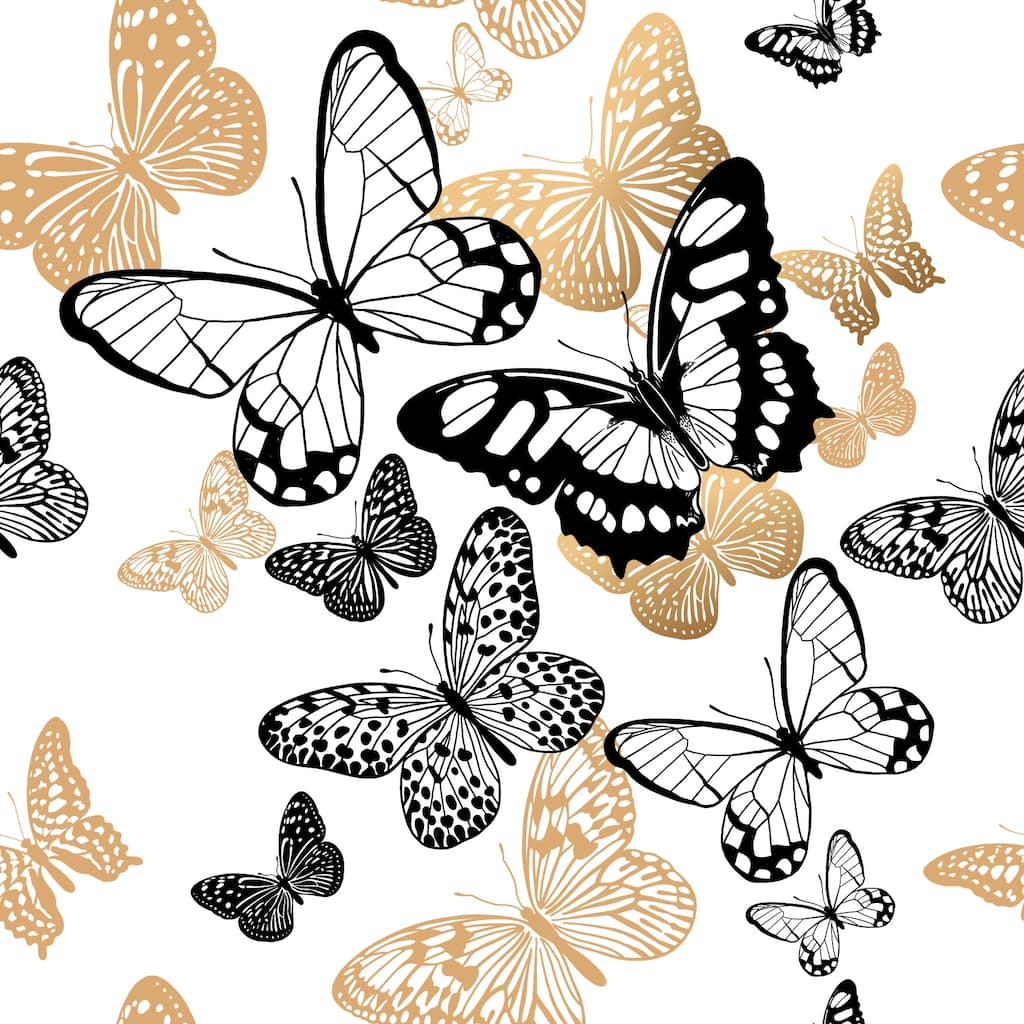 Garden Golden Buterflies Removable Wallpaper - 24'' inch x 10'ft