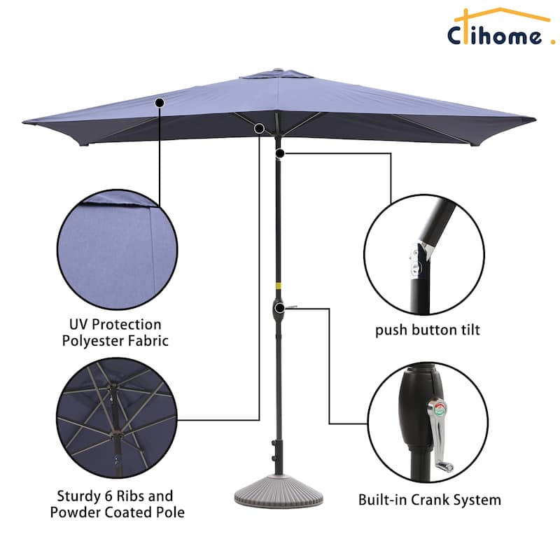 Clihome 10' x 6'5 Aluminum Rectangular Market Umbrella