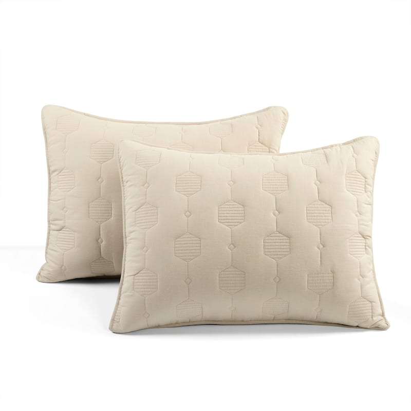 Lush Decor Hexagon Honeycomb Embroidered Textured Cotton Quilt