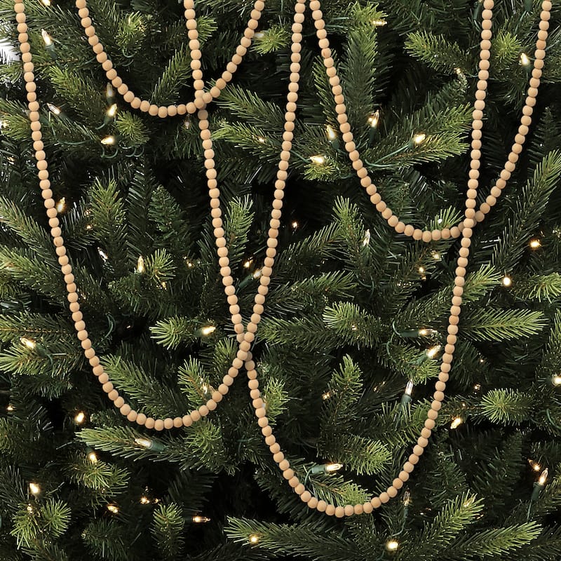 72" Solid Wood Bead Garland Set of 2 - Ivory - 72-Inch