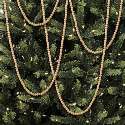 72" Solid Wood Bead Garland Set of 2 - Ivory - 72-Inch