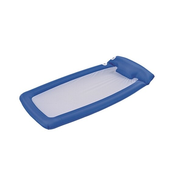 72.5" Blue and White Mesh Inflatable Swimming Pool Lounge Float