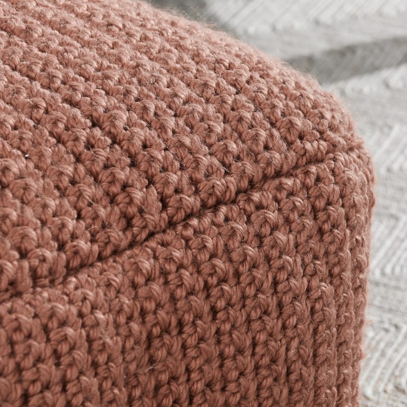 Villa by Classic Home Prism 18" Handwoven Square Pouf