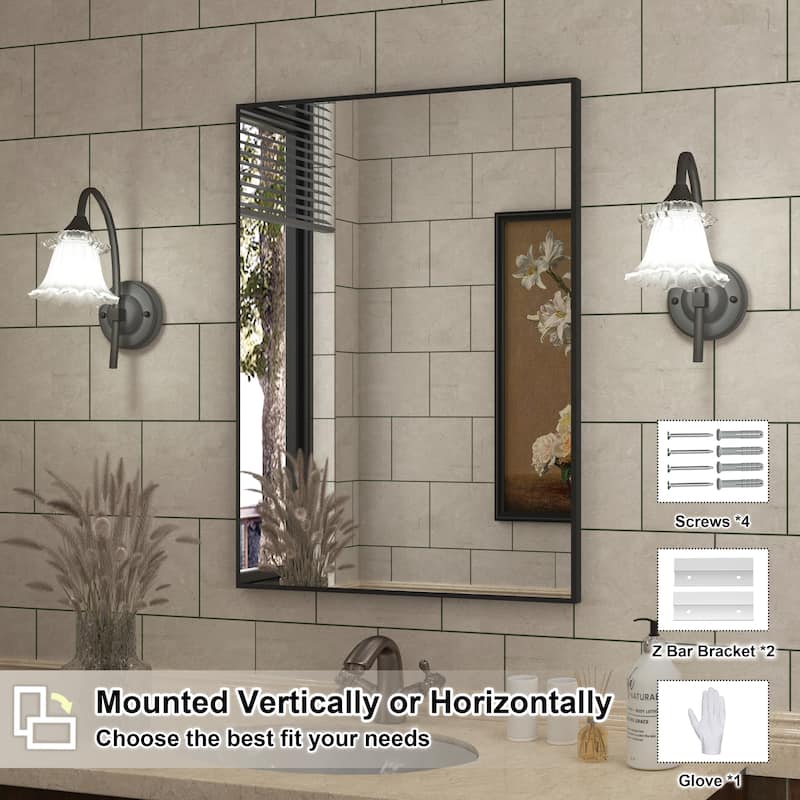 QuivaraView Wall Mounted Aluminum Frame Bathroom Vanity Mirror