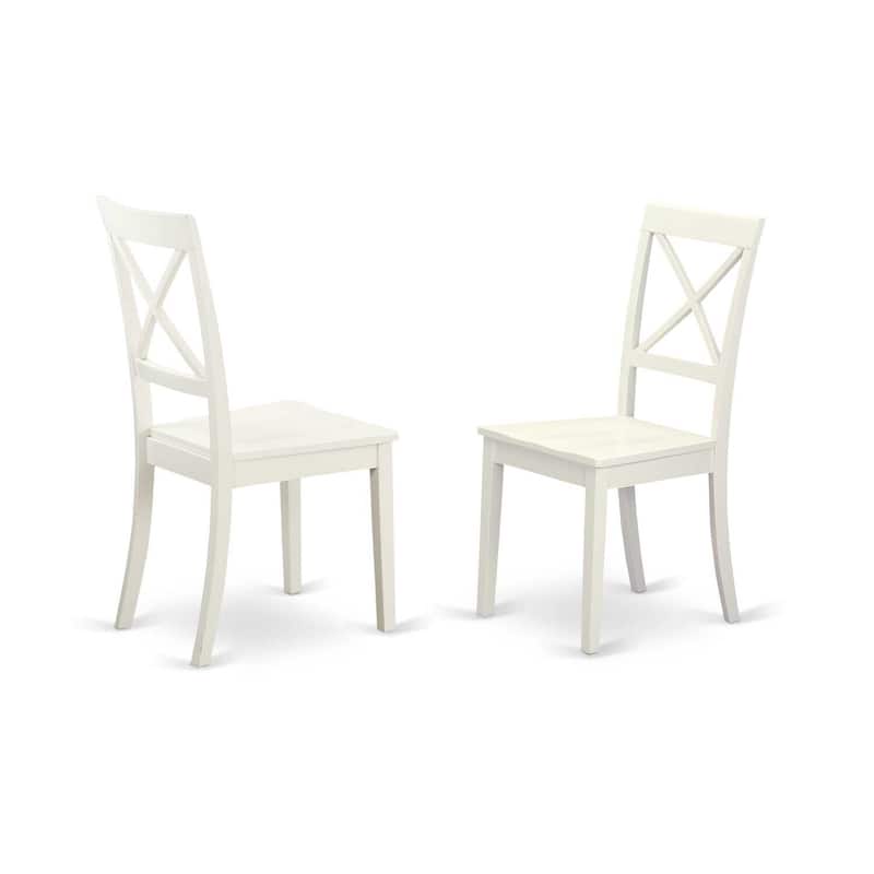 HomeStock 5-Pc Linen White Finish Solid Wood Top Dining table with 4 Chairs