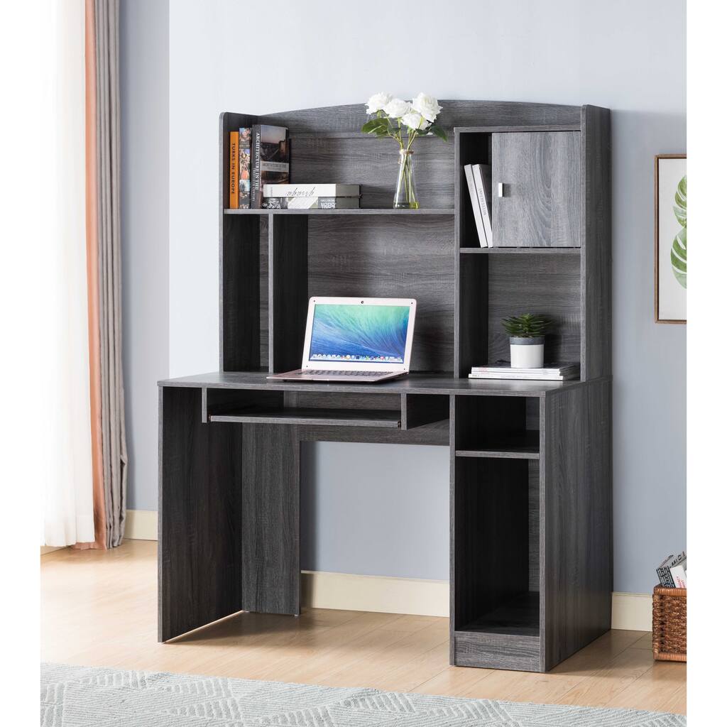 Q-Max Home Office Computer Desk Featuring Five Display Compartments, One pull out Tray and One Power Outlet with Two usb Ports