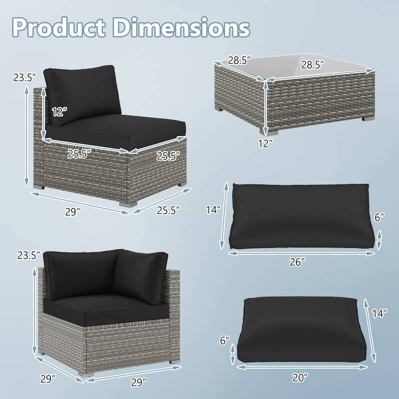 Gymax 10PCS Sectional Sofa Couch PE Rattan Conversation Set