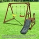 preview thumbnail 6 of 5, Wood Swing Set w/Slide,Wood Swing Set for Backyard, 2 in 1 Swing Set