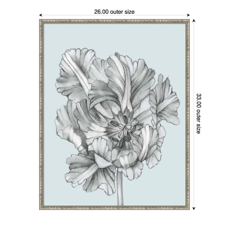 Silvery Blue Tulips No. 1 by Jennifer Goldberger Wood Framed Wall Art Print - Belvedere Silver