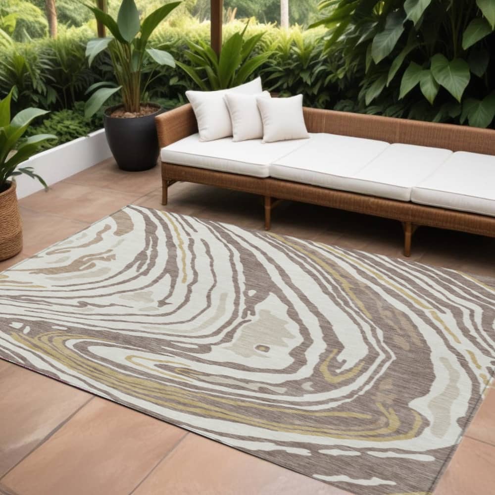 HomeRoots Abstract Transitional Rectangle Outdoor Rug