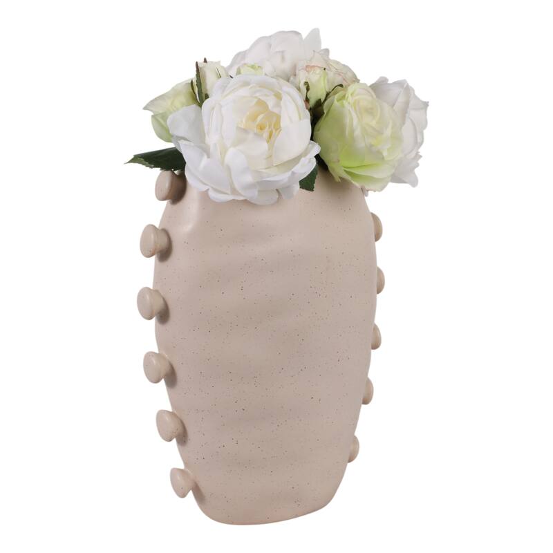 Stoneware Vase Statement-Making Tall Unique Side Detailing Home Decor