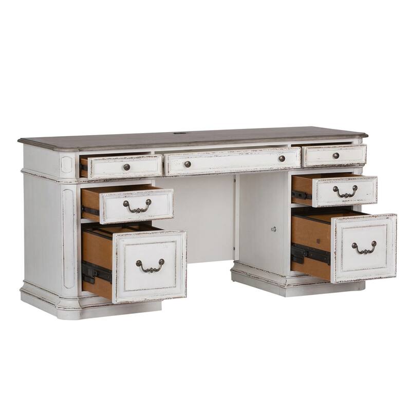 Magnolia Manor Antique White & Weathered Bark Credenza
