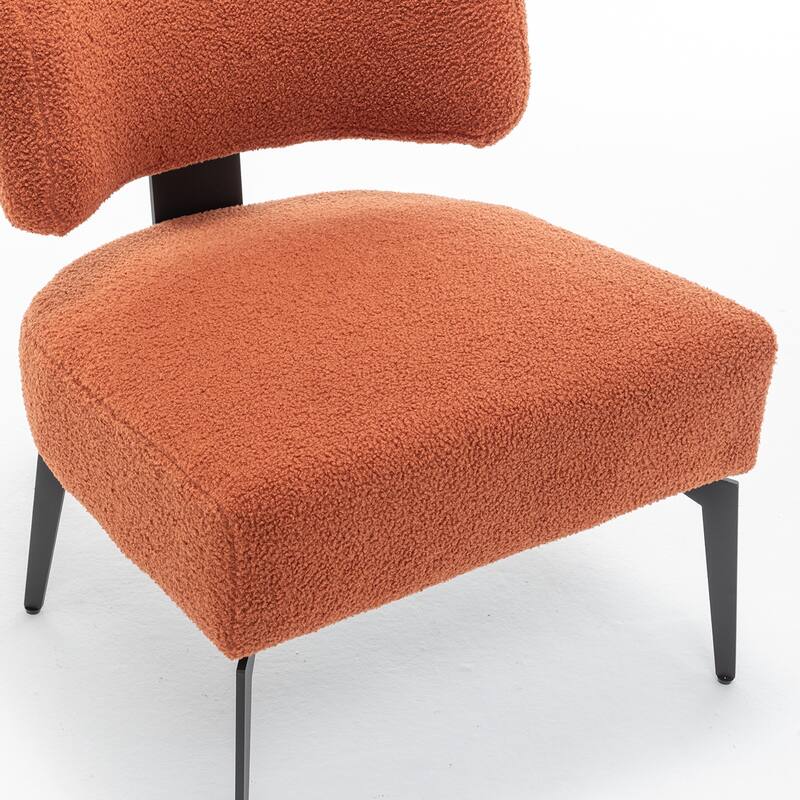 SEYNAR Modern Armless Faux Sherpa Accent Chair with Metal Legs