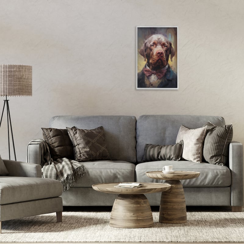 Stupell Dog in Timeless Suit Fashion Framed Giclee Art Design By Wumples