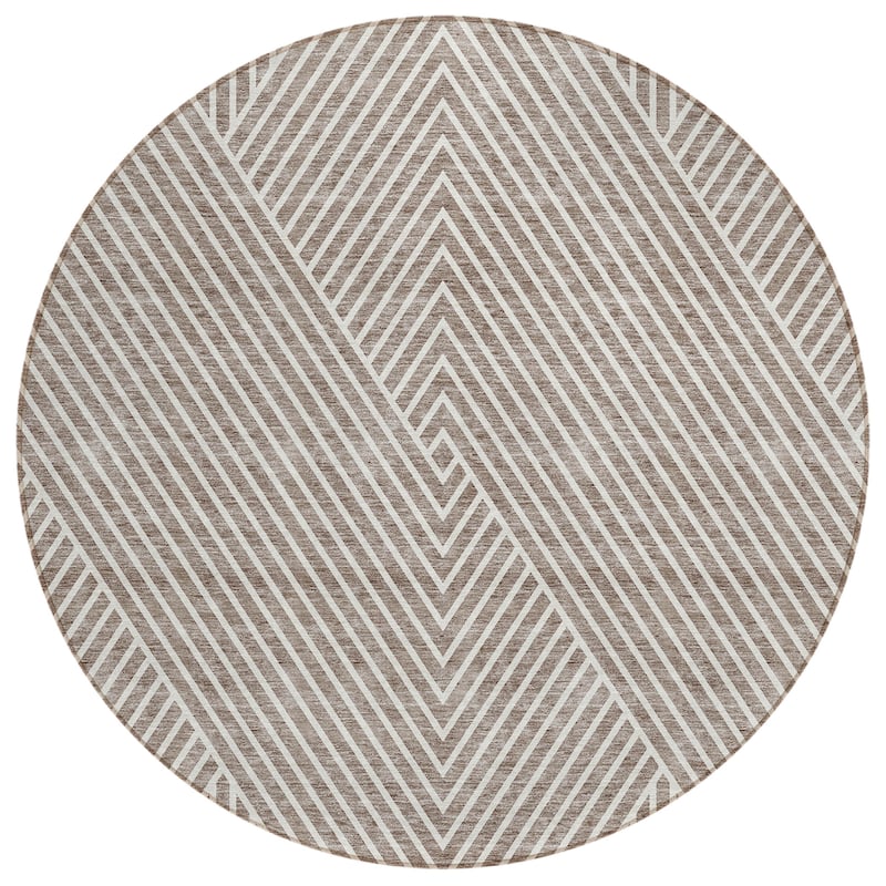 Machine Washable Indoor/ Outdoor Modern Geo Chantille Rug