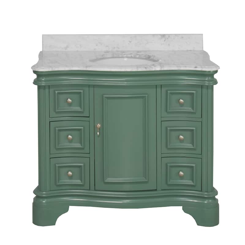 KitchenBathCollection Katherine 42" Bathroom Vanity with Carrara Marble Top