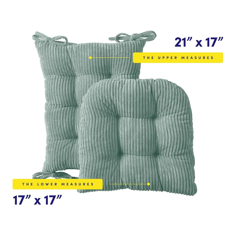 Sweet Home Collection 2 Piece Velvet Ribbed Non Slip Rocking Chair Cushion Sets