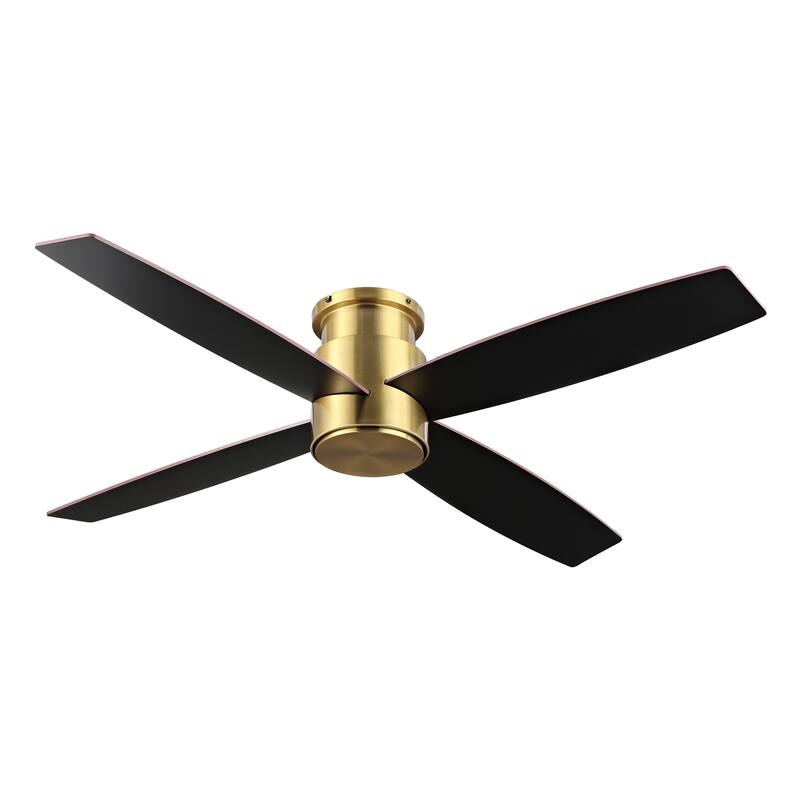 WINGBO 44" and 52" Flush Mount DC Ceiling Fan without Lights, 4 Reversible Blades
