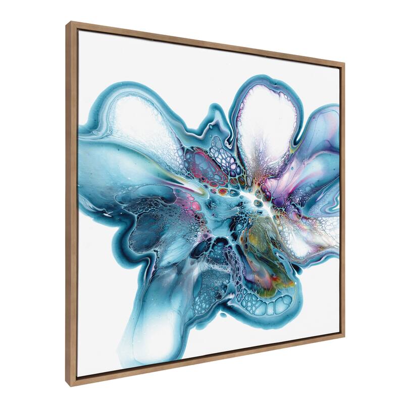 Kate and Laurel Sylvie Indigo Bloom Framed Canvas by Xizhou Xie - 30x30 - Gold