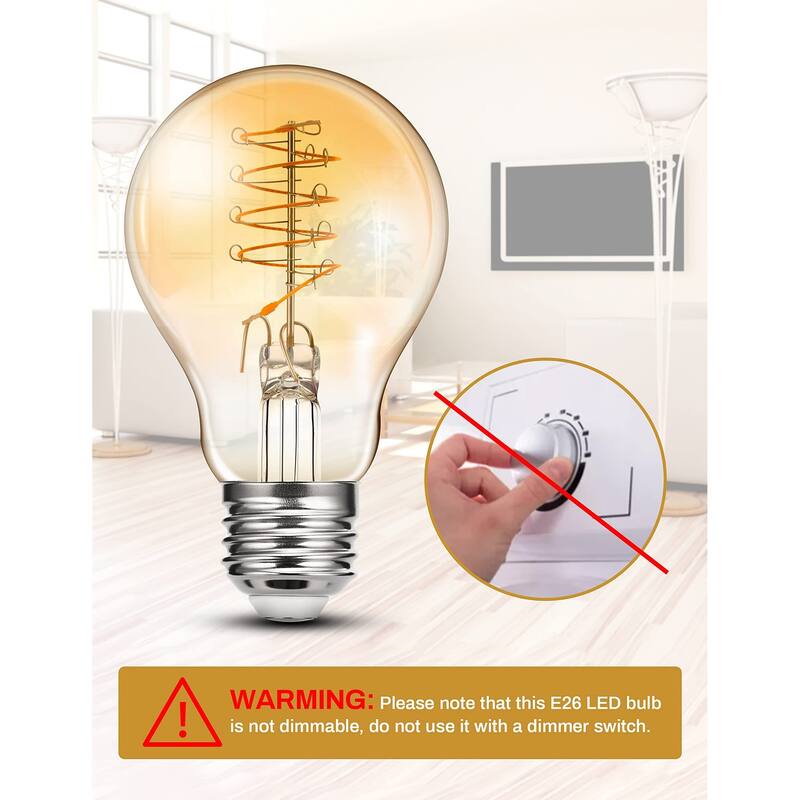 6 Pack Edison LED Light Bulbs, E26 Dimmable Led Light Bulbs, 800 LM Warm White 2700K, ST58 Antique LED Filament Bulbs