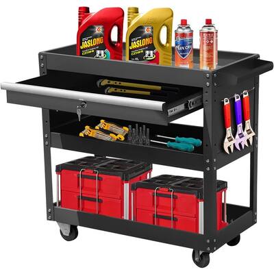 3 Tier Rolling Tool Cart Mechanic Cabinet Storage Tool Box with Drawer