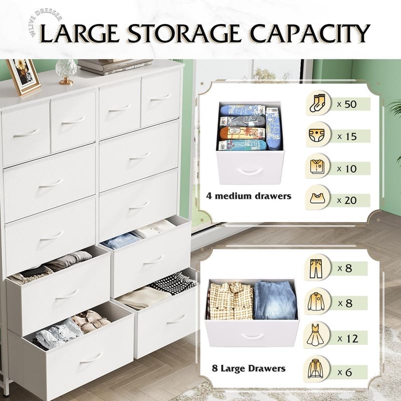 Tall Dresser for Bedroom with 12 Drawers